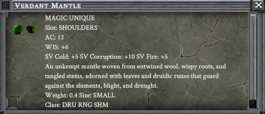 VERDANT MANTLE item card